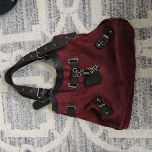 Danier maroon-plum suede purse